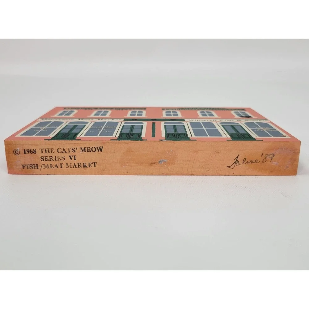 Cat's‎ Meow Fish/Meat Market House Wooden Collectible 1988 Signed